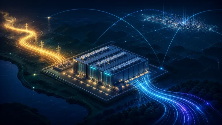 AIデータセンター候補地の電力と通信を同時に確認する図